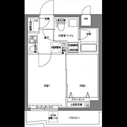 パティーナ京急蒲田 2Kの間取図画像