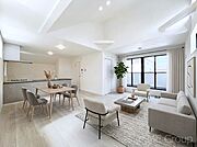 大きな窓からたっぷりの陽光と風を感じられるリビング　※家具はCGです  