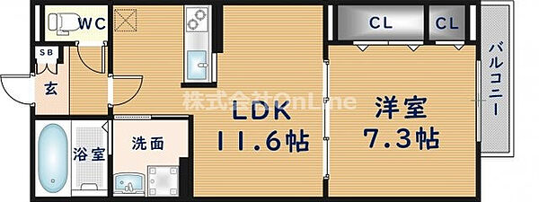 G-SQUARE ｜大阪府東大阪市大蓮南4丁目(賃貸アパート1LDK・2階・47.00㎡)の写真 その2