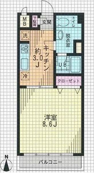 桜町コーポ 605｜東京都世田谷区桜新町１丁目(賃貸マンション1K・6階・26.80㎡)の写真 その2