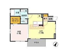 ウィット太子堂 1階1LDKの間取り