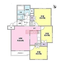 サンライズ松本NO-3 3LDKの間取図画像