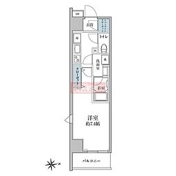 リヴシティ世田谷上馬 1Kの間取図画像