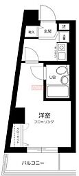 オーベル上馬B棟 1Kの間取図画像