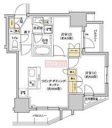 グレーシアフィット三軒茶屋 2LDKの間取図画像