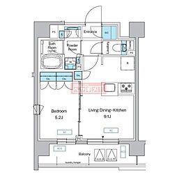 プレディアコート三軒茶屋 1LDKの間取図画像