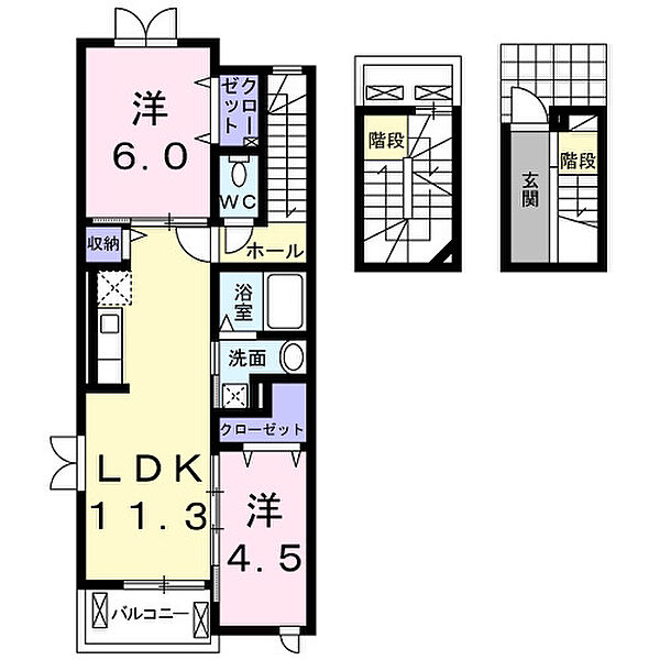 プレザンス中浜 303｜愛知県豊橋市中浜町(賃貸アパート2LDK・3階・61.59㎡)の写真 その2