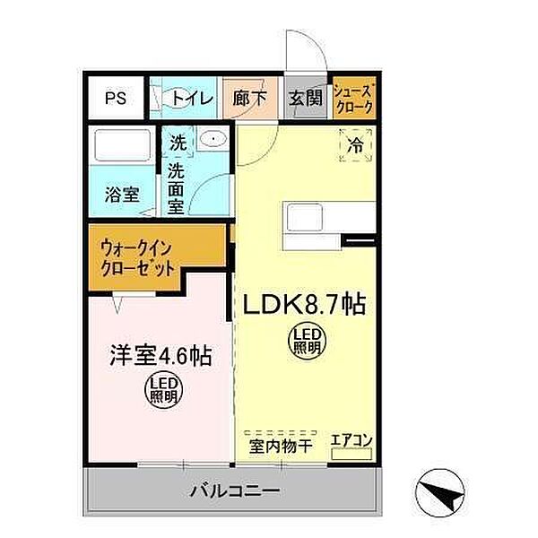 メルベイユクレイドル 307｜茨城県神栖市知手中央９丁目(賃貸アパート1LDK・3階・40.07㎡)の写真 その2