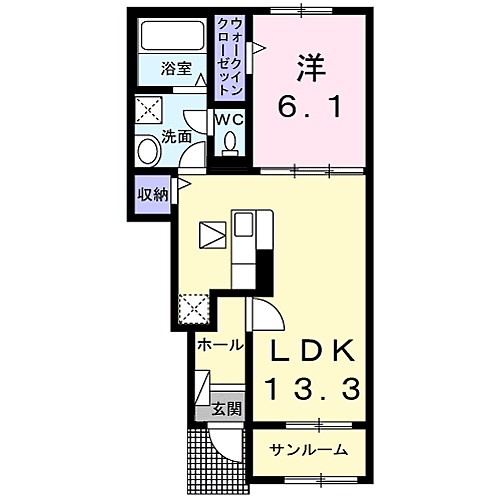 アイランドヒルズ神栖III 103｜茨城県神栖市柳川(賃貸アパート1LDK・1階・50.05㎡)の写真 その2