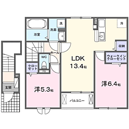 アベニールイタコ II 2LDKの間取図画像