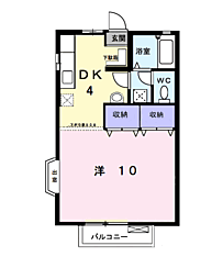 マウントリヴァA 1DKの間取図画像