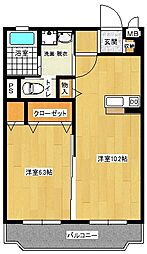 ヒルズ柳川アネックス 1LDKの間取図画像