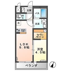 ラルク・アン・シェル 1LDKの間取図画像