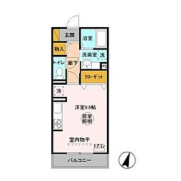 ルミウスA ワンルームの間取図画像