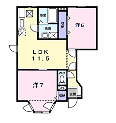 アン・プレーヌB 2LDKの間取図画像