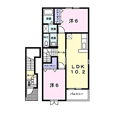 デルソーレC 2LDKの間取図画像