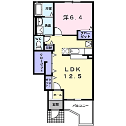 オーキッド・K 1LDKの間取図画像