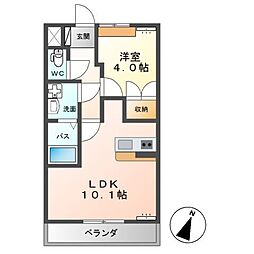 ヒールコート 1LDKの間取図画像