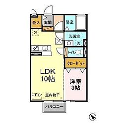 ヴァン・ソフィアA 1LDKの間取図画像
