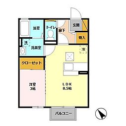 サングリエA 1LDKの間取図画像