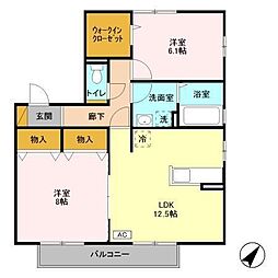ローズガーデン・レジスA 2LDKの間取図画像