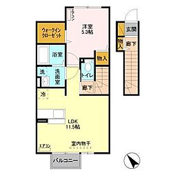 グランドゥール大野原1 1LDKの間取図画像