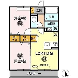 コンフォート3A 2LDKの間取図画像