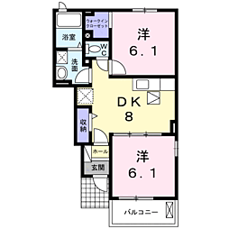 サリュー4 2DKの間取図画像
