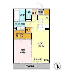 ディアマントA 1LDKの間取図画像