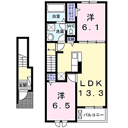 ロワゾーブルーN 2LDKの間取図画像