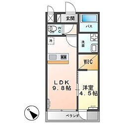 メゾン・ド・セイワB 1LDKの間取図画像