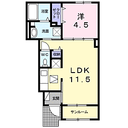 ローマアリエスD 1LDKの間取図画像