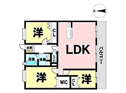 グリーンヒル明野北 3LDKの間取図画像