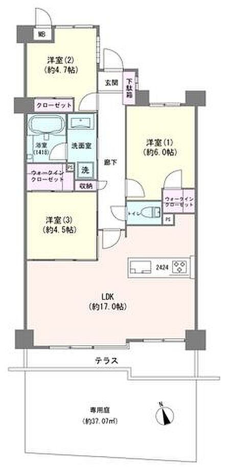 新規リノベーション物件×37.07m2の専用庭付