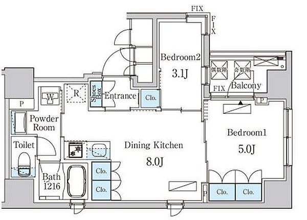 ザ・ライオンズフォーシア八丁堀 503｜東京都中央区湊１丁目(賃貸マンション2DK・5階・40.37㎡)の写真 その2