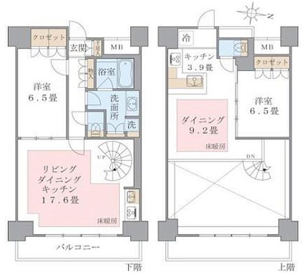 ブリリアイスト東雲キャナルコート 1217｜東京都江東区東雲１丁目(賃貸マンション2LDK・12階・93.24㎡)の写真 その2