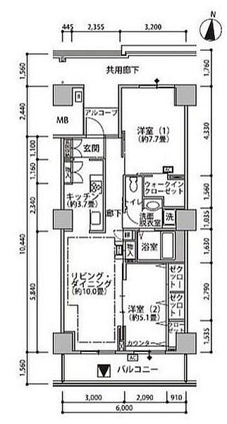 東雲キャナルコートCODAN21号棟 1206｜東京都江東区東雲１丁目(賃貸マンション2LDK・12階・70.44㎡)の写真 その2