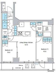 プレディアコート西葛西 402 4階2LDKの間取り