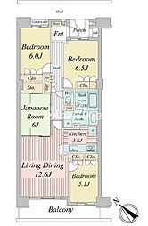 ルネ・ベイグランデ 3階4LDKの間取り