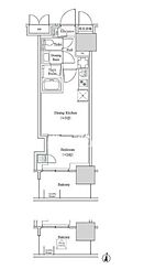 ブルックサイドレジデンス木場 1DKの間取図画像