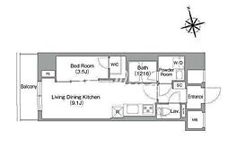 コンフォリア・リヴ南砂町EAST 1LDKの間取図画像