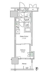 ブルックサイドレジデンス木場 1DKの間取図画像