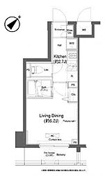 プラウドフラット門前仲町2 1Kの間取図画像
