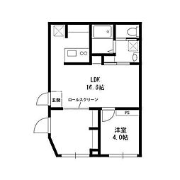 ペルアスペラ門前仲町 1LDKの間取図画像