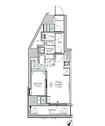 ONEROOFResidence木場West 1DKの間取図画像