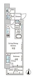 パークアクシス木場キャナルイースト 1LDKの間取図画像