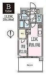 クレストコート東陽町 1LDKの間取図画像