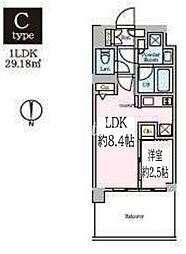 クレストコート東陽町 1LDKの間取図画像
