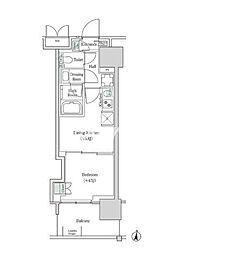 ブルックサイドレジデンス木場 1DKの間取図画像