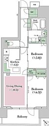 プラウドシティ越中島アクアテラス 2LDKの間取図画像
